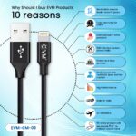 EVM iPhone Lightning 8-Pin Cable 4A Fast Charging & Sync 1 Meter Black - Image 2