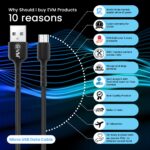 EVM Micro USB Charge & Sync Cable 4Amp – Black 1 Meter (C-011) - Image 2
