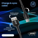 EVM Micro USB Charge & Sync Cable 4Amp – Black 1 Meter (C-011) - Image 3
