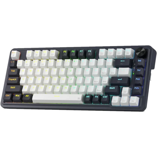 Ucal Pro K673 Pro 75% Tri-Mode Mechanical Gaming Keyboard | Wired, 2.4GHz & Bluetooth | Linear Red Switch | White & Black