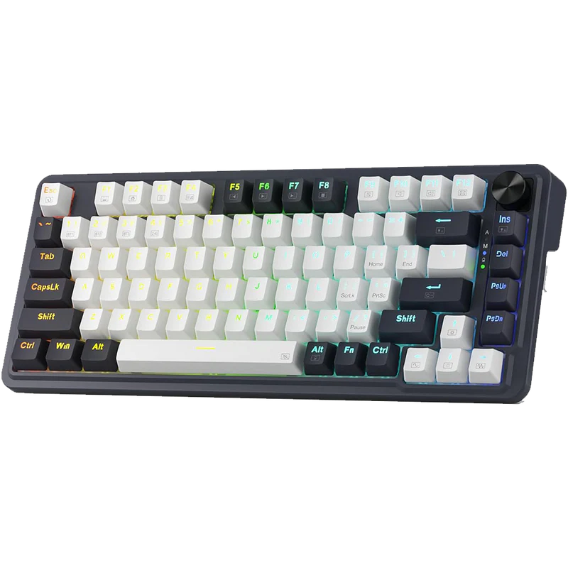 Ucal Pro K673 Pro 75% Tri-Mode Mechanical Gaming Keyboard | Wired, 2.4GHz & Bluetooth | Linear Red Switch | White & Black
