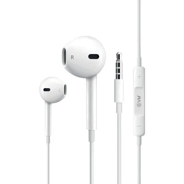 EVM Wired Earphones with 3.5mm Audio Jack & Mic White