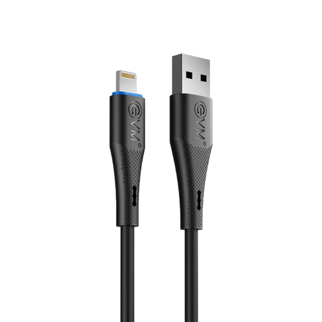 EVM USB to Lightning 12W Charge & Sync Cable 1M PVC (Black) – C-019