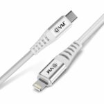 EVM Soft Silicone USB-C to Lightning Cable for Charging & Data Transfer – White 1M