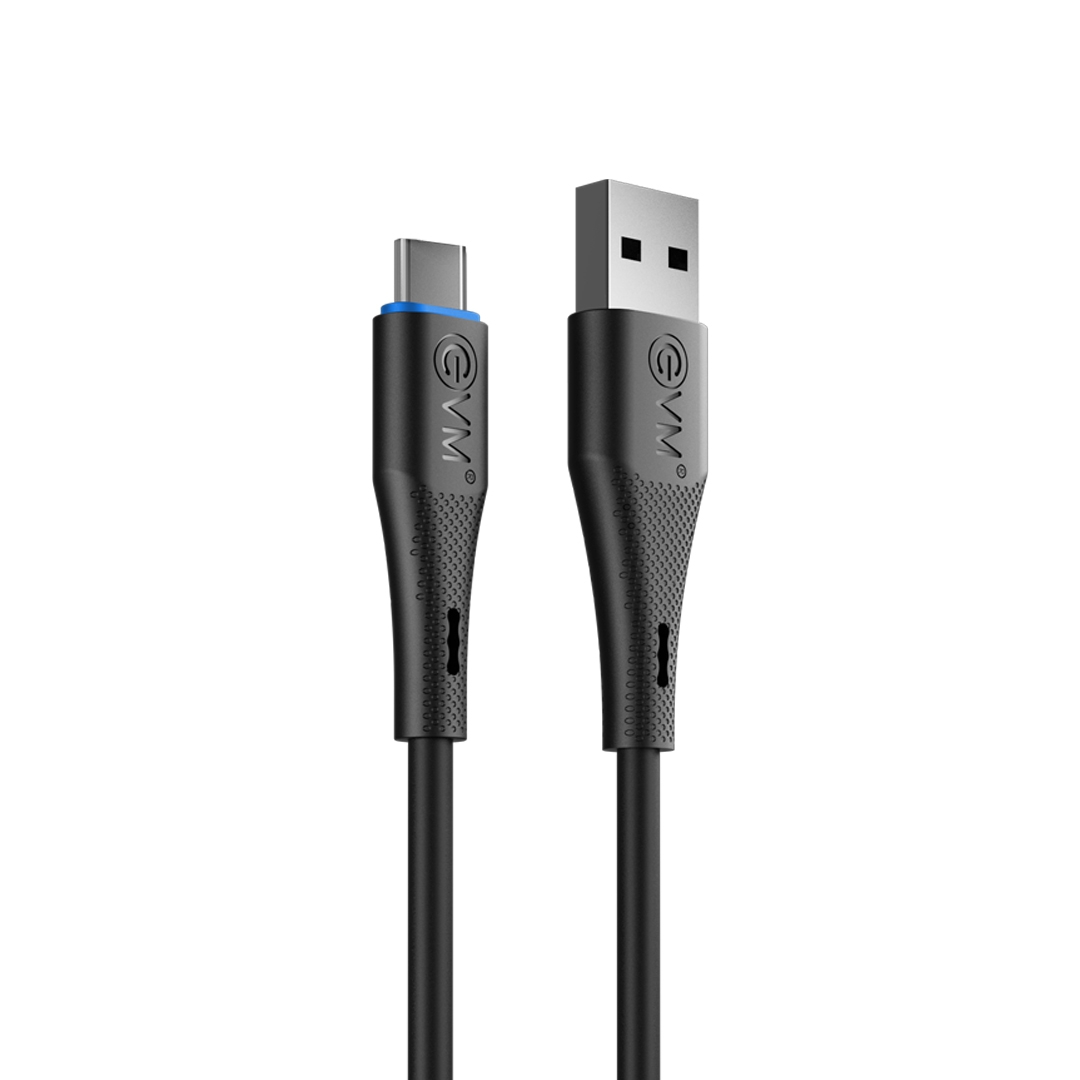 1_7_1_1 EVM C-018 USB to Type-C Charge & Sync Cable 25W Fast Charging PVC Black 1 Meter