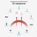 EVM Premium 100W Type-C Charging Cable TPE Red (EVM-1 Plus01) - Image 2