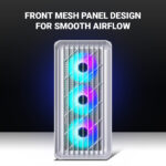 Ant Esports 205 Mini 6F White Micro-ATX Gaming Cabinet 6 ARGB Fans & Tempered Glass - Image 6