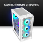 Ant Esports 205 Mini 6F White Micro-ATX Gaming Cabinet 6 ARGB Fans & Tempered Glass - Image 5