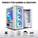 Ant Esports 205 Mini 6F White Micro-ATX Gaming Cabinet 6 ARGB Fans & Tempered Glass - Image 4