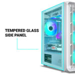 Ant Esports 205 Mini 6F White Micro-ATX Gaming Cabinet 6 ARGB Fans & Tempered Glass - Image 3