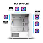 Ant Esports 205 Mini 6F White Micro-ATX Gaming Cabinet 6 ARGB Fans & Tempered Glass - Image 2