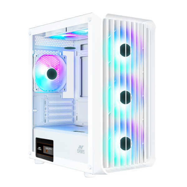 Ant Esports 205 Mini 6F White Micro-ATX Gaming Cabinet 6 ARGB Fans & Tempered Glass