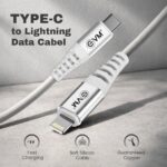 EVM Soft Silicone USB-C to Lightning Cable for Charging & Data Transfer – White 1M - Image 5