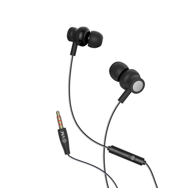 EVM 3.5mm Wired Earphones with Built-in Mic Black (EVM-HF-03)