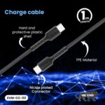 EVM USB Type-C to Type-C Charge & Sync Cable 100W – Black 1M - Image 3