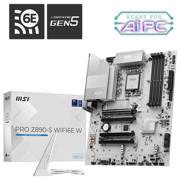 MSI PRO Z890-S WIFI6E White Intel Z890 LGA 1851 DDR5 ATX Motherboard