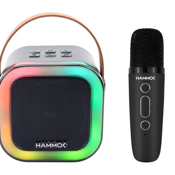 Hammok Duet Bluetooth Speaker with Karaoke Microphone (Black) | Portable Wireless Speaker | Bluetooth 5.3 | Rechargeable