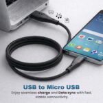 EVM USB-A to Micro USB Fast Charge & Sync Cable 18W 1 Meter Black - Image 3
