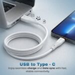 EVM USB to Lightning 12W Charge & Sync Cable 1M PVC (White) – C-019 - Image 2
