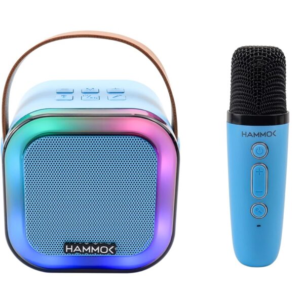 Hammok Duet Bluetooth Speaker with Karaoke Microphone (Blue) | Portable Wireless Speaker | Bluetooth 5.3 | Rechargeable