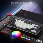 Ucal Pro K673 Pro 75% Tri-Mode Mechanical Gaming Keyboard | Wired, 2.4GHz & Bluetooth | Linear Red Switch | White & Black