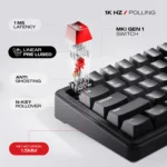 Cybeart Akula 65 Compact 65% Wireless RGB Mechanical Keyboard – Signature Edition (Black/Red/Gray) - Image 4