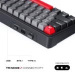 Cybeart Akula 65 Compact 65% Wireless RGB Mechanical Keyboard – Signature Edition (Black/Red/Gray) - Image 3