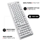 Cybeart Akula 99 98% Tri-Mode Wireless RGB Mechanical Gaming Keyboard | MKI Pre-Lubed Switches | White - Image 5