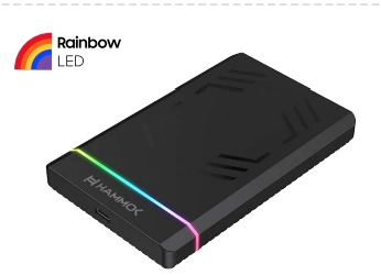 Hammok Cleo 2.5" USB-C 3.1 SATA HDD/SSD Enclosure with RGB Lighting – Black