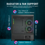 Ant Esports Crystal X3 LCD Mid-Tower Gaming PC Cabinet – Black - Image 2
