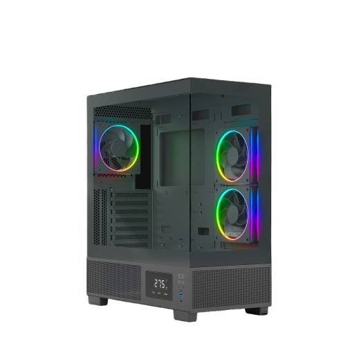 Ant Esports Crystal X3 LCD Mid-Tower Gaming PC Cabinet – Black
