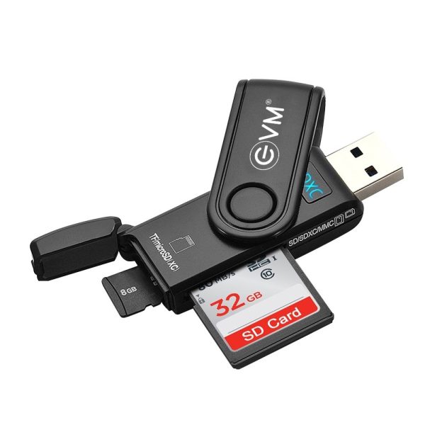 EVM 2-in-1 USB 3.0 Memory Card Reader | SD & microSD | Plug & Play | High-Speed Data Transfer