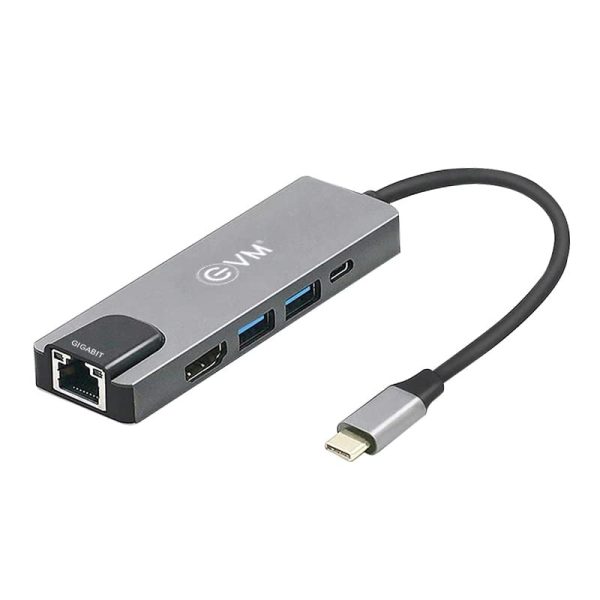 EVM 5-in-1 USB Type-C Hub with Gigabit Ethernet | 1000Mbps | PD Charging