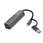 EVM 5-in-1 USB 3.0 Hub | Dual Input USB-C & USB-A | 4× USB 3.0 Ports