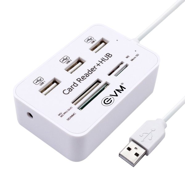 EVM All-in-One USB 2.0 Memory Card Reader with 3-Port USB Hub | EVM-HBACR2.0