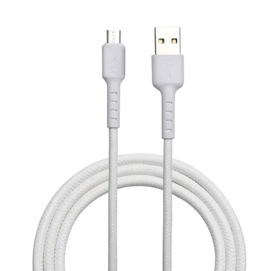 EVM Micro USB 18W Fast Charging Nylon Braided Cable 1M with Metal Head (White) – CM-011