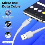 EVM Micro USB 18W Fast Charging Nylon Braided Cable 1M with Metal Head (White) – CM-011 - Image 6