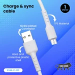 EVM Micro USB 18W Fast Charging Nylon Braided Cable 1M with Metal Head (White) – CM-011 - Image 4