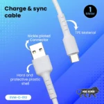 EVM Premium Type-C Nylon Braided Cable 25W White - Image 3
