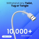 EVM Premium Type-C Nylon Braided Cable 25W White - Image 2