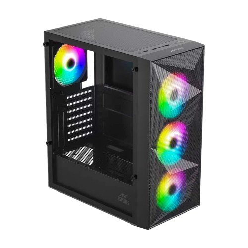 Ant Esports Elite 1200 RGB Mid-Tower Gaming PC Case with Modern Design – Black