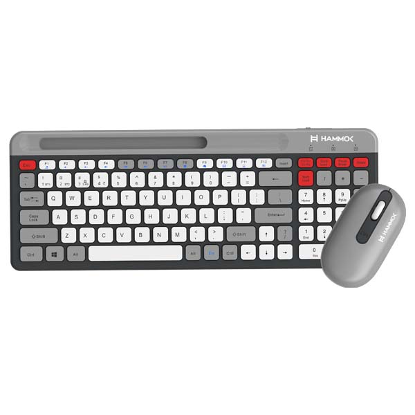 HAMMOK Axton Multi-Device Wireless Bluetooth Keyboard & Mouse Combo | Dual Mode | Silent Typing