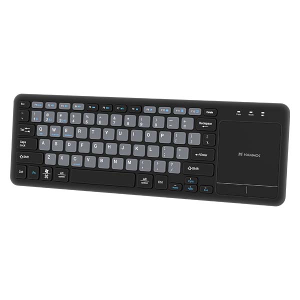 Hammok Otto Multi-Device Wireless + Bluetooth Keyboard with Touchpad (Black) | Rechargeable | Dual Mode | Multi-OS Compatible