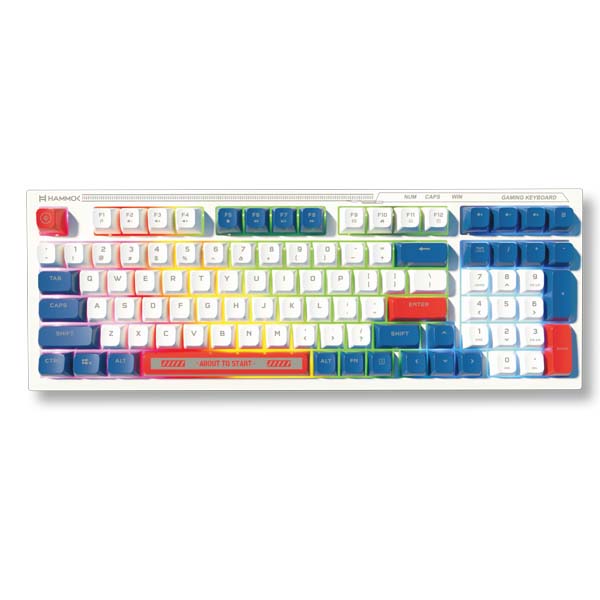 Hammok Spartan Wired Gaming Keyboard | RGB Backlit | USB Wired | Full-Size | White with Blue