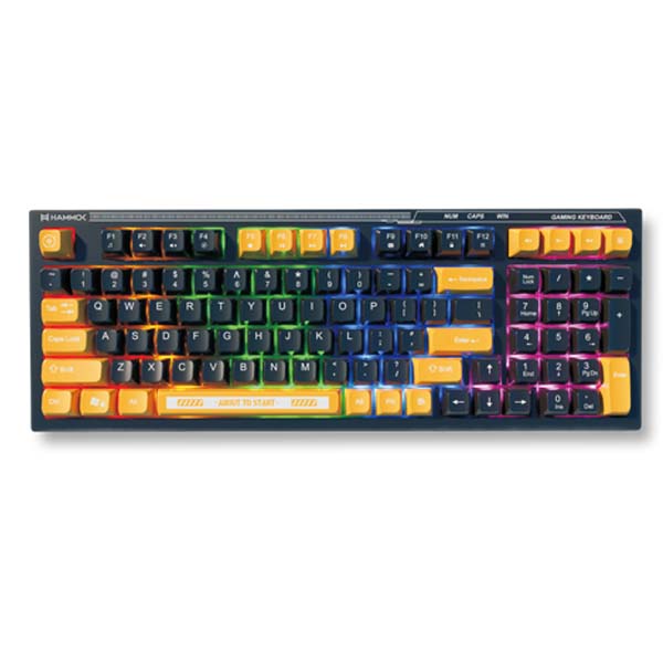 Hammok Spartan Wired Gaming Keyboard | RGB Backlit | USB Wired | Full-Size | Black with Yellow