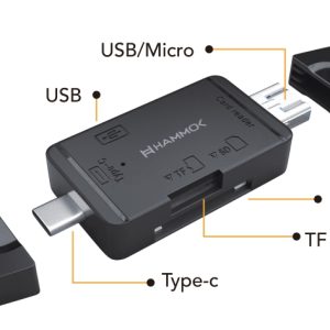 Hammok Milli 6-in-1 Card Reader – Multi-Format Memory Card Reader Adapter