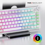 Cybeart Nighthawk 75 75% Tri-Mode Wireless RGB Mechanical Gaming Keyboard | Hot-Swappable | White - Image 2