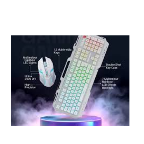Hammok HULK Wireless Rechargeable Gaming Keyboard & Mouse Combo | Rainbow LED Backlit | 2.4GHz Wireless | White