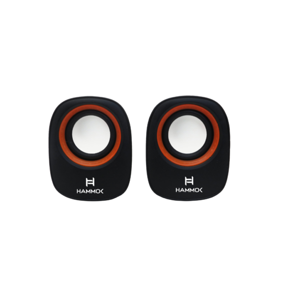 Hammok Jessi USB Speaker 2.0 Multimedia (Orange) | Stereo Desktop Speakers | USB Powered | 3.5mm Audio Input