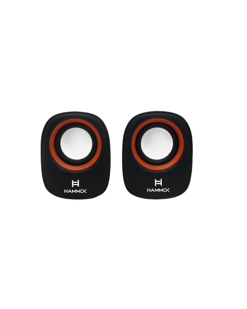 Hammok Jessi USB Speaker 2.0 Multimedia (Orange) | Stereo Desktop Speakers | USB Powered | 3.5mm Audio Input